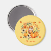 Niedliche Pumpkettenmaus im Herbstkranz Magnet (Vorderseite/Rückseite)