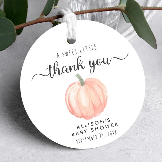 Niedliche Pumpkin Baby Dusche Vielen Dank Geschenkanhänger