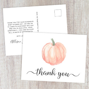 Niedliche Pumpkin Baby Dusche Vielen Dank Postkarte