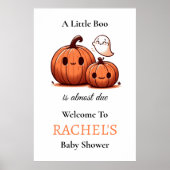 Niedliche Pumpkin & Boo Baby Dusche Begrüßungszeic Poster (Vorne)