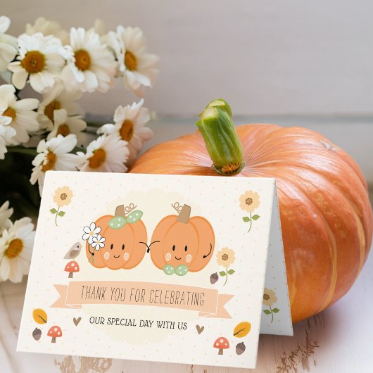 Niedliche Pumpkin Bride und Groom Wedding Vielen D Dankeskarte