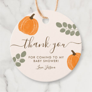 Niedliche Pumpkin Eucalyptus Fall Baby Dusche Viel Geschenkanhänger