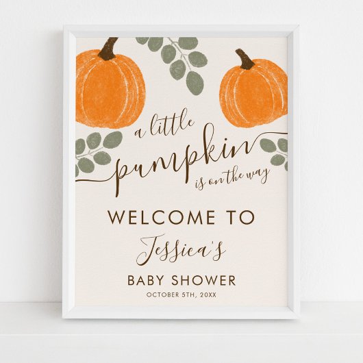 Niedliche Pumpkin Eucalyptus Fall Baby Dusche Will Poster