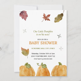 Niedliche Pumpkin Fall Baby Dusche Einladung