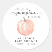 Niedliche Pumpkin Fall Baby Dusche Runder Aufkleber (Vorderseite)