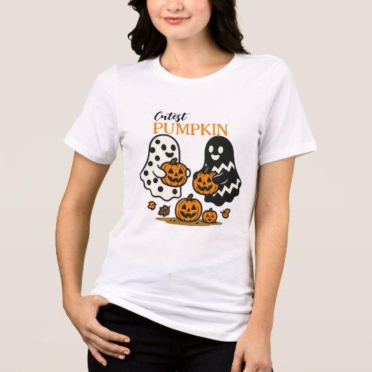 Niedliche Pumpkin-Geister Tri-Blend Shirt (Vorderseite)