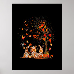 Niedliche Pumpkin Gnomes Herbstbaum Herbstlaube Poster
