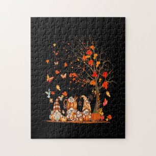Niedliche Pumpkin Gnomes Herbstbaum Herbstlaube Puzzle