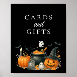Niedliche Pumpkin Halloween Kinderduschkarte & Ges Poster