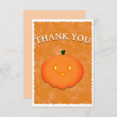 Niedliche Pumpkin Halloween Wasserfarbe Kinderdusc Dankeskarte (Vorne/Hinten)