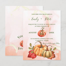 Niedliche Pumpkin Herbstleaves Monogramm-Hochzeit  Postkarte