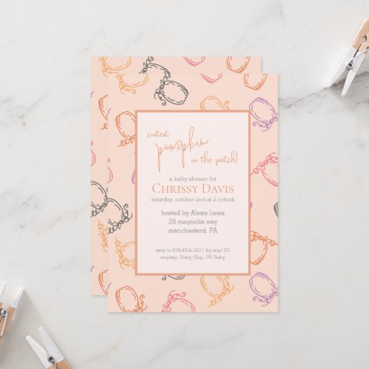 Niedliche Pumpkin in Patch Baby Shower Einladung (Vorderseite/Rückseite Beispiel)