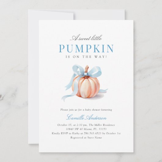 Niedliche Pumpkin-Kinderdusche Einladung (Vorderseite)