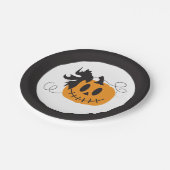 Niedliche Pumpkin-Kürbislaterne Orange Black Pappteller (Schrägansicht)