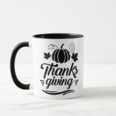 Niedliche Pumpkin mit Text-Erntedank-Typografie Tasse (Links)