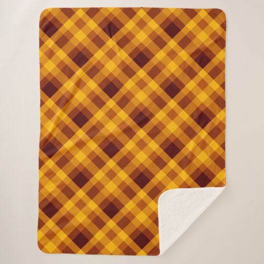 Niedliche Pumpkin Orange Kariert große Sherpa Blan Sherpadecke (Vorderseite)