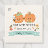 Niedliche Pumpkin Paare Dusche und Hochzeit Geschenkanhänger (Vorderseite)