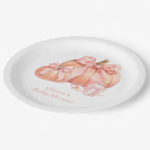Niedliche Pumpkin Pink Bow Babydusche Pappteller (Schrägansicht)