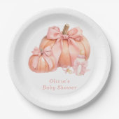 Niedliche Pumpkin Pink Bow Babydusche Pappteller (Vorderseite)