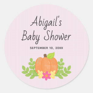 Niedliche Pumpkin Pink Fall Baby Dusche Runder Aufkleber