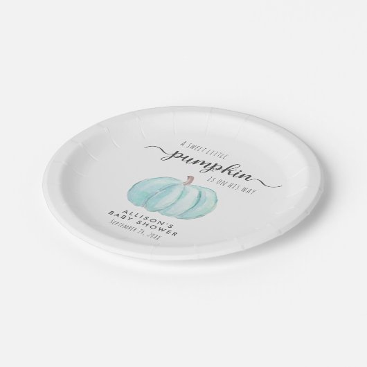Niedliche Pumpkin Watercolor Kinderdusche Pappteller (Schrägansicht)