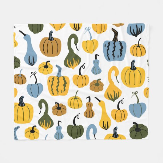 Niedliche Pumpkins Cartoon Hand gezogen Fleecedecke (Vorderseite (Horizontal))