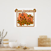 Niedliche Pumpkins in Herbstlauben Poster (Küche)