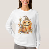 Niedliche Pumpkins mit Bögen, Kerzen und Leinen T-Shirt (Vorderseite)