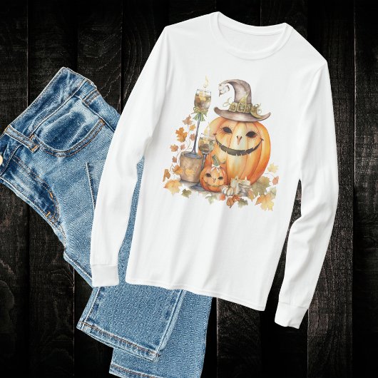Niedliche Pumpkins mit Bögen, Kerzen und Leinen T-Shirt