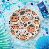 Niedliche Pumpkins und Pumpkin Seeds Halloween-Par Pappteller (Party)