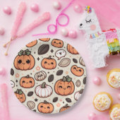 Niedliche Pumpkins und Pumpkin Seeds Halloween-Par Pappteller (Party)