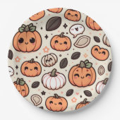 Niedliche Pumpkins und Pumpkin Seeds Halloween-Par Pappteller (Vorderseite)