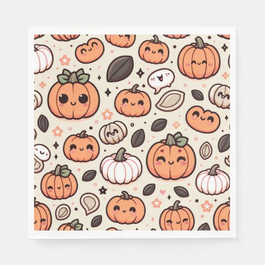 Niedliche Pumpkins und Pumpkin Seeds Halloween-Par Serviette (Vorderseite)