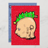 NIEDLICHE PUNK CHRISTMAS rote Ferienkarte Feiertagskarte (Vorne/Hinten)