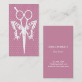 Niedliche Punkte Schere und Schmetterling Rosa Visitenkarte (Vorne/Hinten)