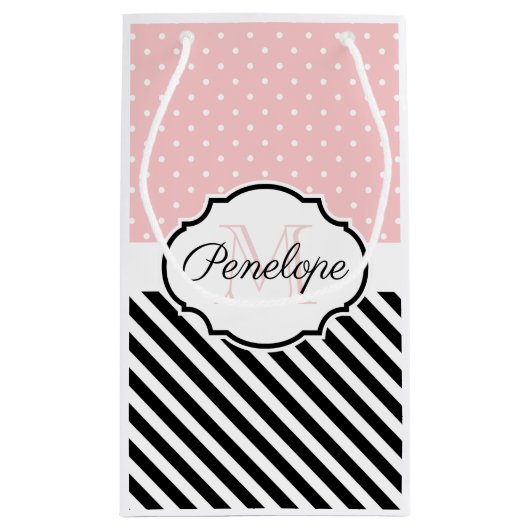 Niedliche Punkte und Streifen Kleine Geschenktüte (Rückseite)