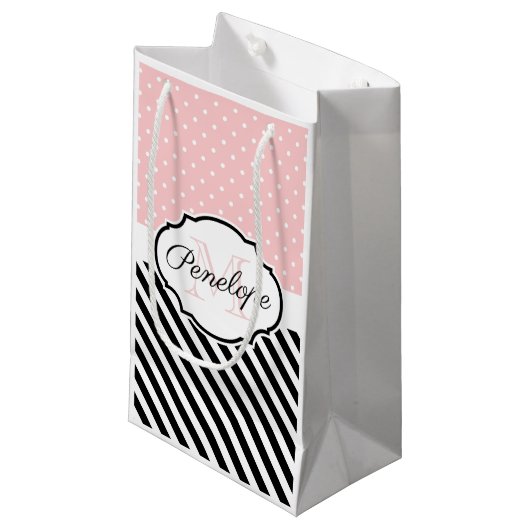 Niedliche Punkte und Streifen Kleine Geschenktüte (Vorderseite Schrägansicht)