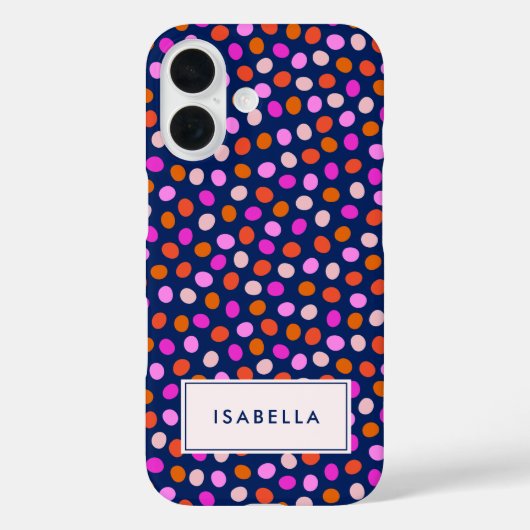 Niedliche Punktfelder Bright Blue Lila Personalisi Case-Mate iPhone Hülle (Rückseite)