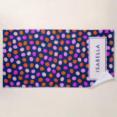 Niedliche Punktfelder Bright Blue Lila Personalisi Strandtuch (Vorderseite)
