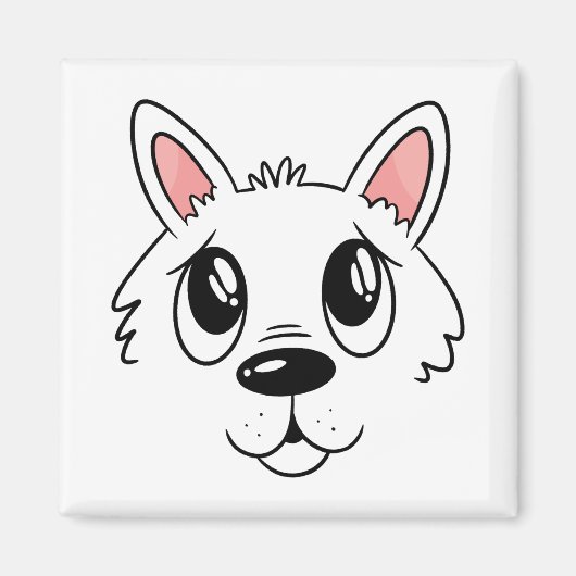 Niedliche Pup Face Illustration Magnet (Vorne)