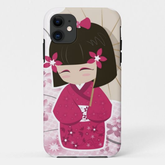 Niedliche Puppe Kirschblütes Kokeshi Case-Mate iPhone Hülle (Rückseite)