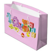 Niedliche Puppen (rosa) Große Geschenktüte (Rückseite Schrägansicht)