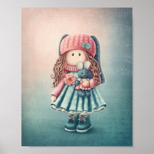 Niedliche Puppensammlung. Kinderzimmer Wall Art. Poster (Vorne)