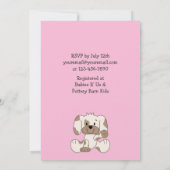 Niedliche Puppy and Hearts auf Pink Girl's Baby Sh Einladung (Rückseite)