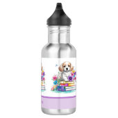 Niedliche Puppy Books & Blume Edelstahlflasche (Rechts)