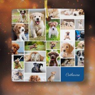 Niedliche Puppy Foto Montage Adorable Hunde Weihna Keramikornament