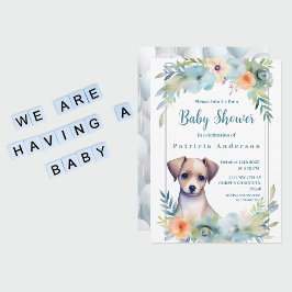 Niedliche Puppy Light Brown Boy Babydusche Einladung