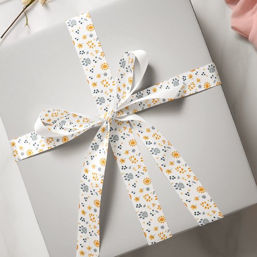 Niedliche Puppy-Pads-Blume Satinband