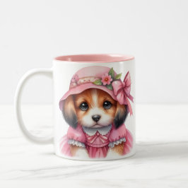 Niedliche Puppy-Pink-Hut und rosa Kleidung Tasse