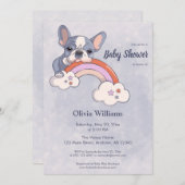 Niedliche Puppy Rainbow Baby Dusche Einladung (Vorne/Hinten)